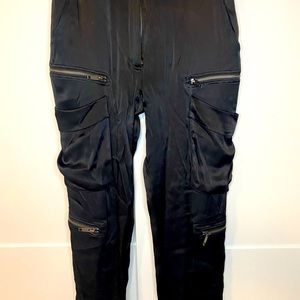 Kooples Silky Cargo pants in black.